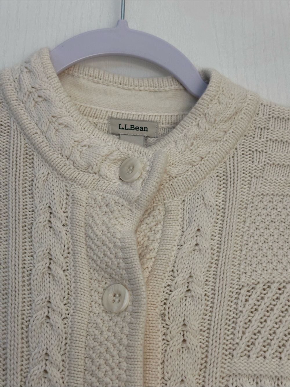 L.L.Bean Women's Signature Cotton Fisherman Sweater Size Large - Picture 4 of 9